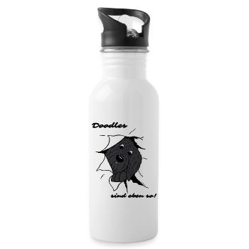 Doodles sind eben so! - Trinkflasche mit integriertem Trinkhalm - Weiß - Rechts