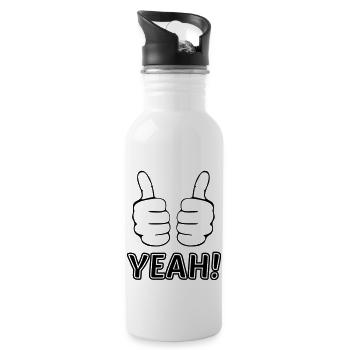 yeah Daumen hoch thumbs up erfolgreich läuft - Trinkflasche mit integriertem Trinkhalm - Weiß - Rechts