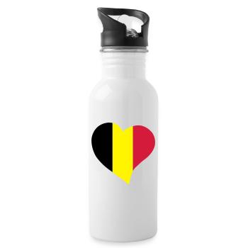 Belgian heart - Water bottle with straw - white - Right