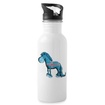 Der Isländer ist da - Trinkflasche mit integriertem Trinkhalm - Weiß - Rechts