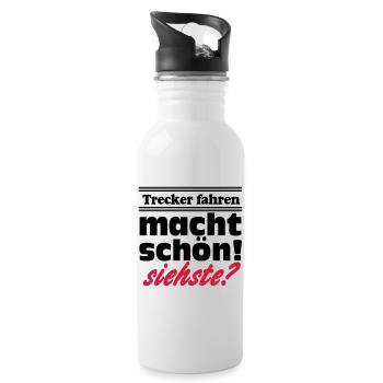 Traktor , Trecker , Trecker fahren (25) - Trinkflasche mit integriertem Trinkhalm - Weiß - Rechts