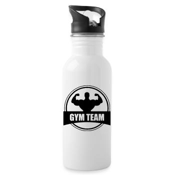 Gym team - Trinkflasche mit integriertem Trinkhalm - Weiß - Rechts