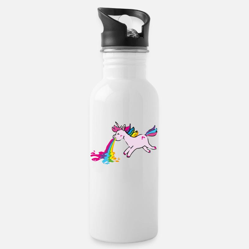 kotzendes Einhorn, unicorn,regenbogen, einhorn - Trinkflasche mit integriertem Trinkhalm - Weiß