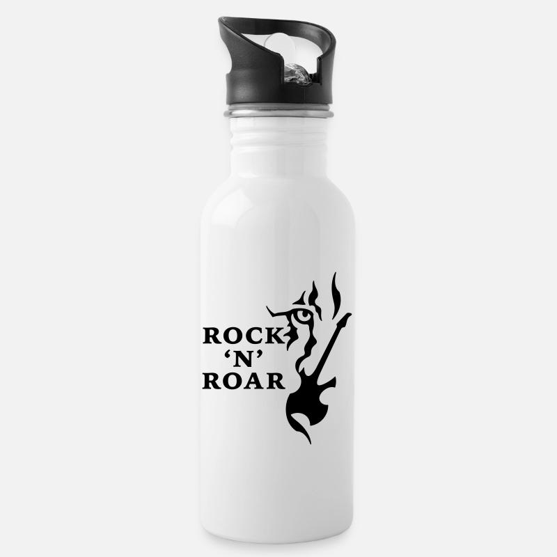 Rock & Roar (monochrome) - Gourde avec paille intégrée - blanc