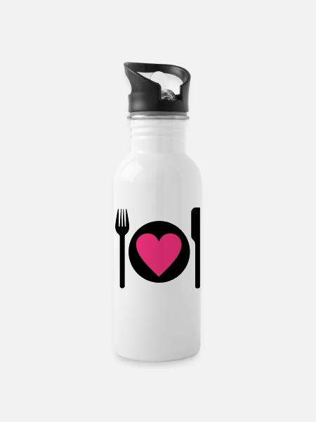 essen - Trinkflasche mit integriertem Trinkhalm - Weiß