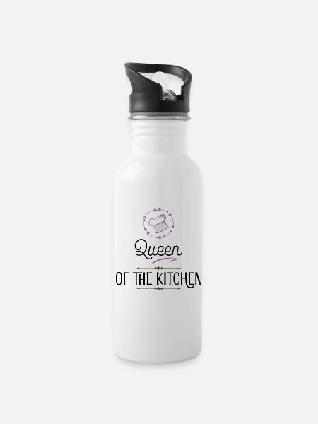 Kochen - Trinkflasche mit integriertem Trinkhalm - Weiß