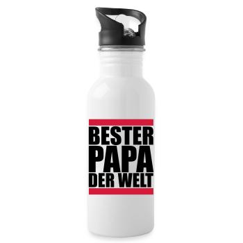 bester papa der welt - Trinkflasche mit integriertem Trinkhalm - Weiß - Rechts