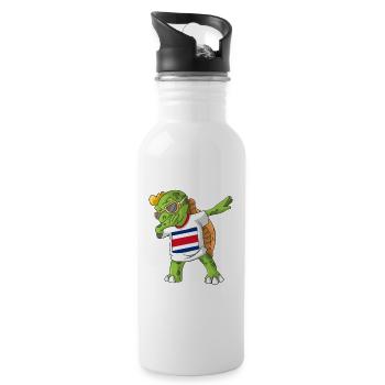 Costa Rica Dabbing turtle - Water bottle with straw - white - Right
