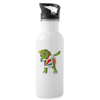 Seychelles tortue tamponnant - Gourde avec paille intégrée - blanc - Droite