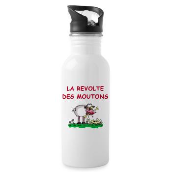 La révolte des moutons - Gourde avec paille intégrée - blanc - Droite