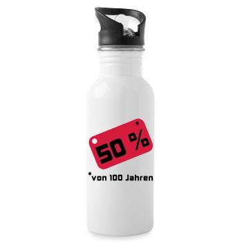 50 % ... von 100 Jahren - Trinkflasche mit integriertem Trinkhalm - Weiß - Rechts