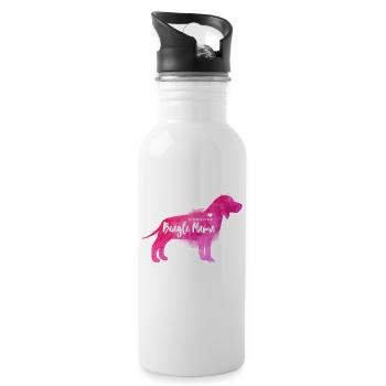 Liebende Beagle Mama - Trinkflasche mit integriertem Trinkhalm - Weiß - Rechts