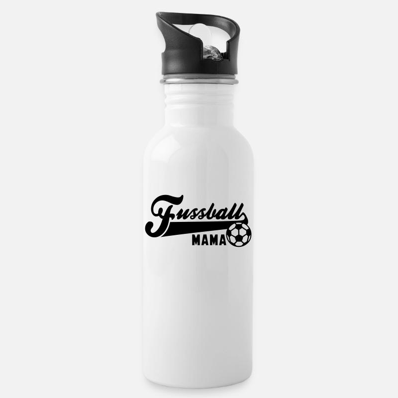 Fussball MAMA - Trinkflasche mit integriertem Trinkhalm - Weiß