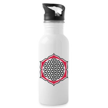 Blume des Lebens - stamp - Lotus - Trinkflasche mit integriertem Trinkhalm - Weiß - Rechts