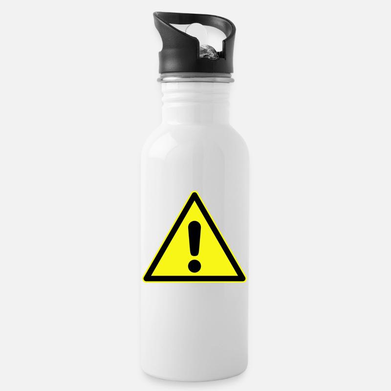 attention danger - Water bottle with straw - white