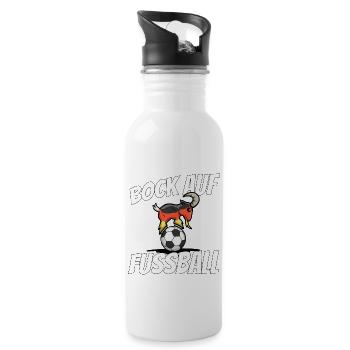 Total Bock auf Deutschen Fußball lustiges Geschenk - Trinkflasche mit integriertem Trinkhalm - Weiß - Rechts