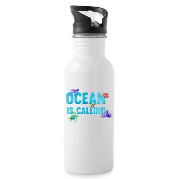 Ocean is calling - Water bottle with straw - white - Right