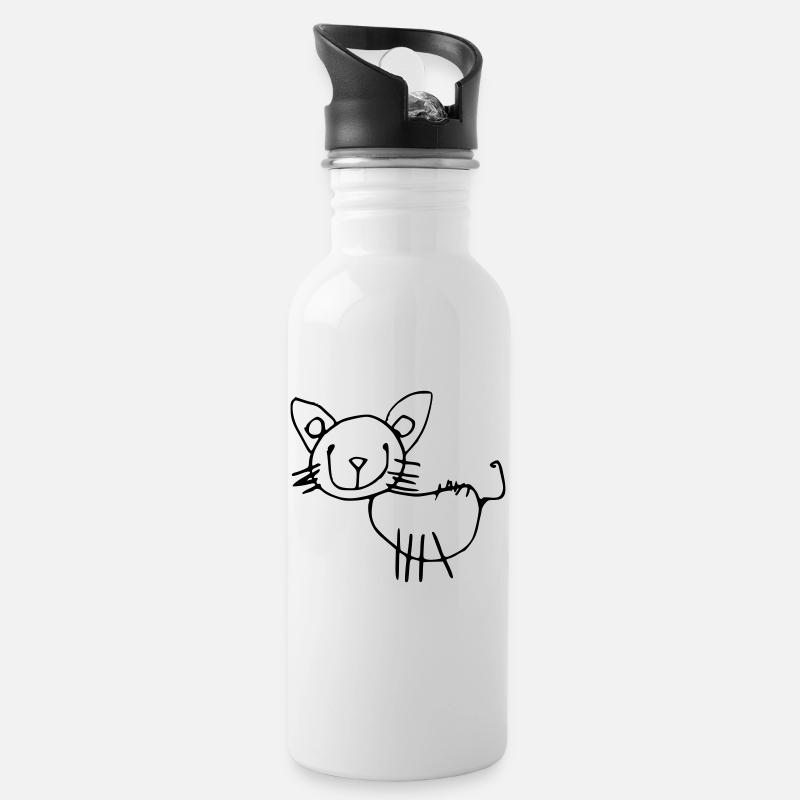 Cat_style - Water bottle with straw - white