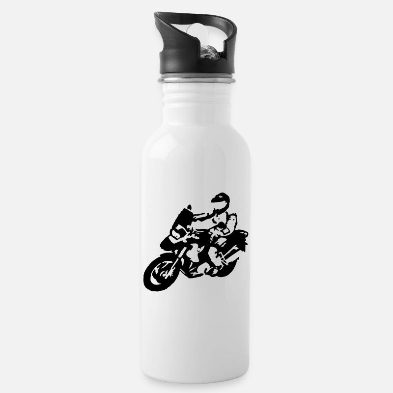 BIKER1200gsfahrer - Trinkflasche mit integriertem Trinkhalm - Weiß