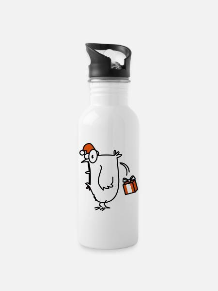 christmas chick christmas chicken - Water bottle with straw - white