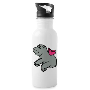 Flying Hippo - Water bottle with straw - white - Right