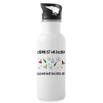 "La chimie, c'est comme cuisiner" Imprimé de laboratoire avec lettrage - Gourde avec paille intégrée - blanc - Droite