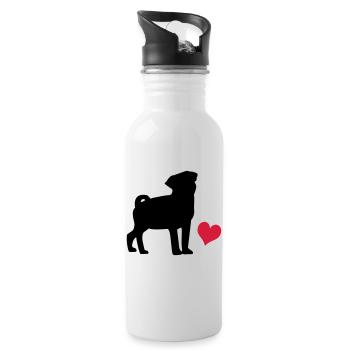 pug - Water bottle with straw - white - Right