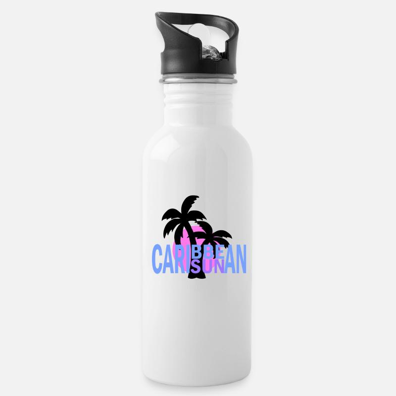 caribbean sun - Water bottle with straw - white