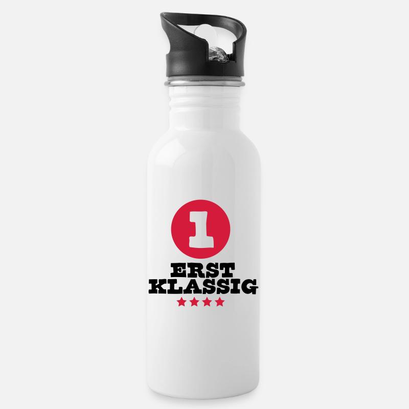 schulkind sport einschulung - Trinkflasche mit integriertem Trinkhalm - Weiß