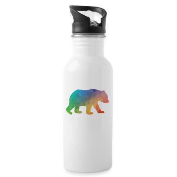 Colorful triangle design bear - Water bottle with straw - white - Right