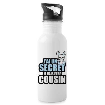 j'ai un secret je vais être cousin - Gourde avec paille intégrée - blanc - Droite
