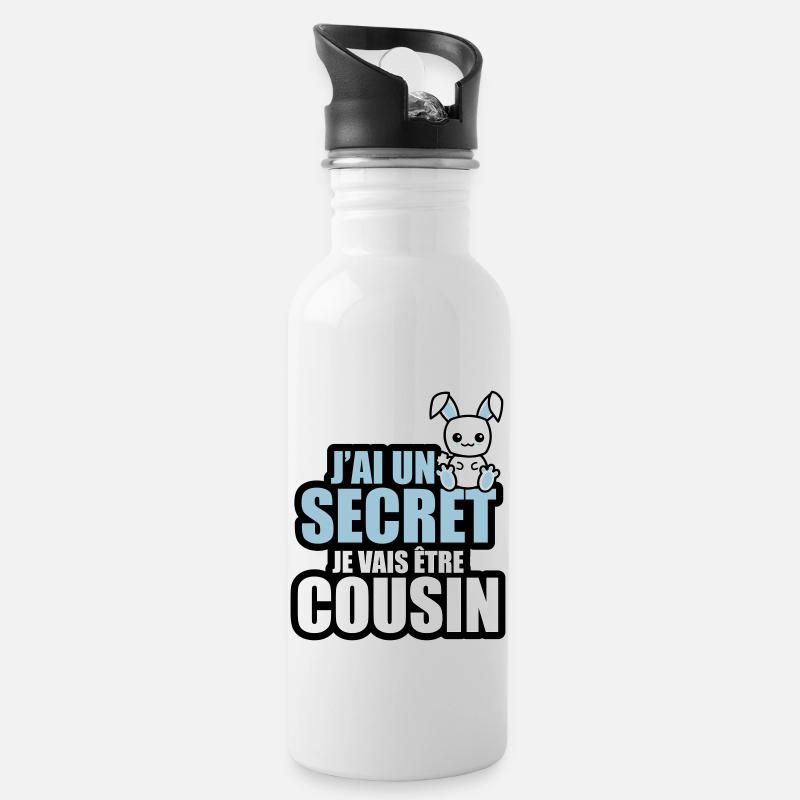 j'ai un secret je vais être cousin - Gourde avec paille intégrée - blanc