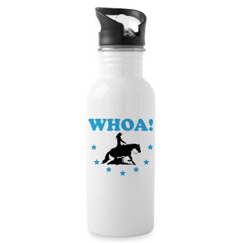 Westernreiten Reining Reiter Pferdeliebe Geschenk - Trinkflasche mit integriertem Trinkhalm - Weiß - Rechts