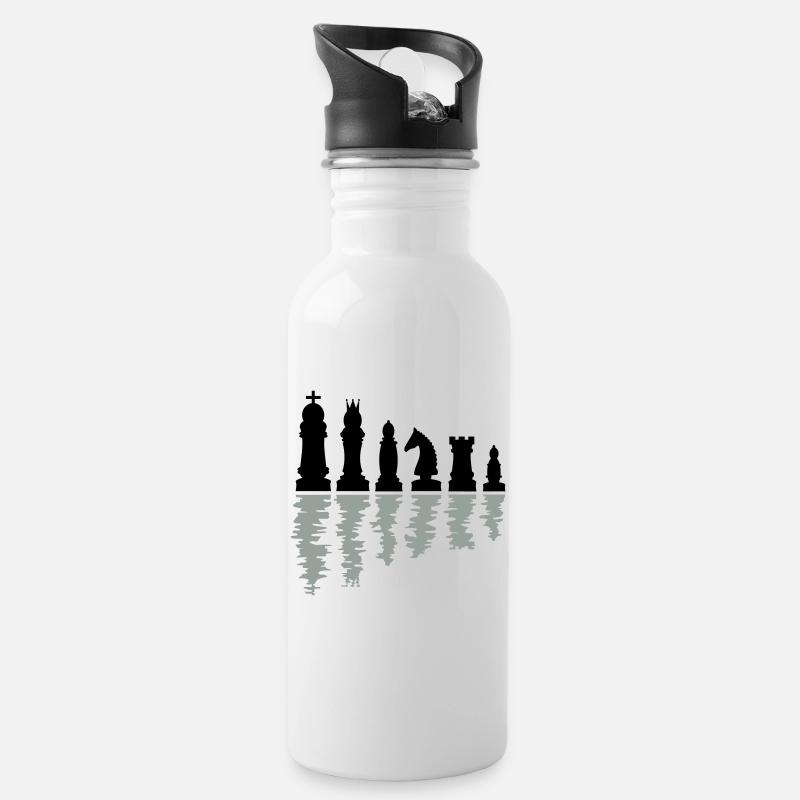 schach schachfiguren - Trinkflasche mit integriertem Trinkhalm - Weiß