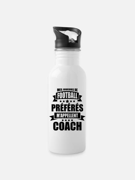 mes joueurs de football préférés m'appellent coach - Gourde avec paille intégrée - blanc