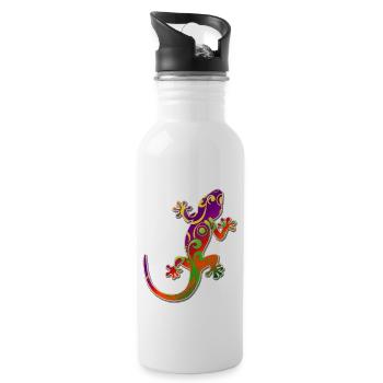 Gecko - Slizzer - Salamander - - Trinkflasche mit integriertem Trinkhalm - Weiß - Rechts