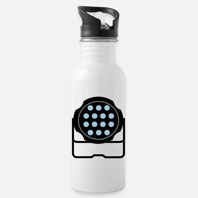 Scheinwerfer4 - Trinkflasche mit integriertem Trinkhalm - Weiß