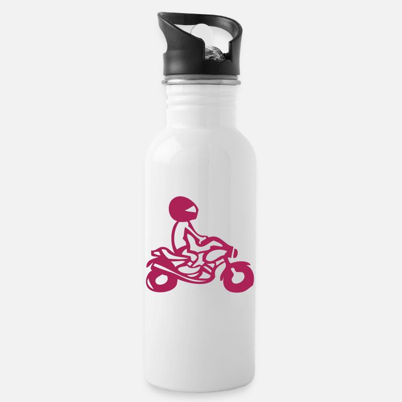 Motorrad - Trinkflasche mit integriertem Trinkhalm - Weiß
