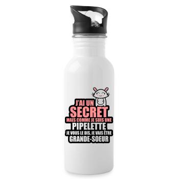 j'ai un secret je vais être grande-soeur - Gourde avec paille intégrée - blanc - Droite