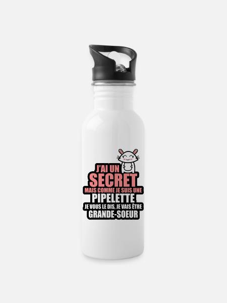j'ai un secret je vais être grande-soeur - Gourde avec paille intégrée - blanc