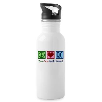 Peace Love Quality Control - Water bottle with straw - white - Right