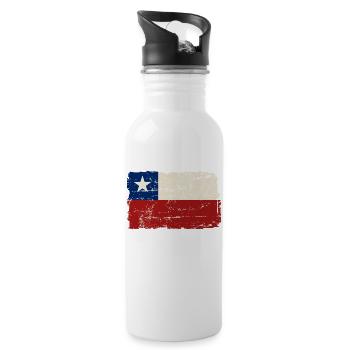 Chile Flag - Vintage Look - Gourde avec paille intégrée - blanc - Droite