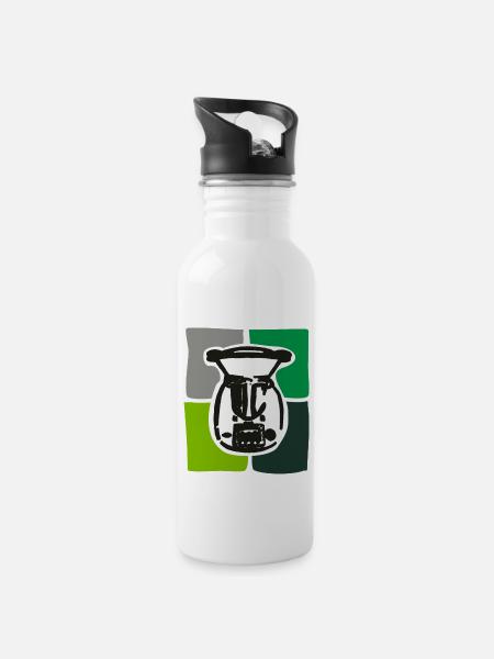 TM-Tshirt, Thermomix - Trinkflasche mit integriertem Trinkhalm - Weiß