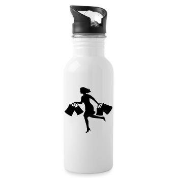 frau shopping laufen - Trinkflasche mit integriertem Trinkhalm - Weiß - Rechts