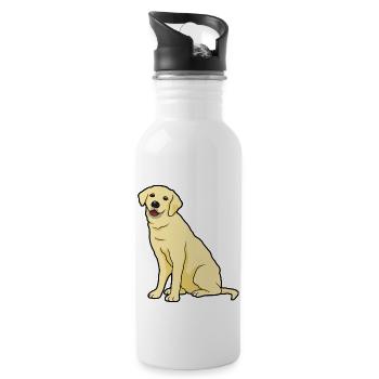 Golden Labrador Dogs & Puppys - Water bottle with straw - white - Right