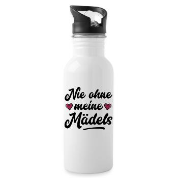 nie ohne meine mädels herz - Trinkflasche mit integriertem Trinkhalm - Weiß - Rechts