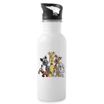 Funny Dogs - Water bottle with straw - white - Right