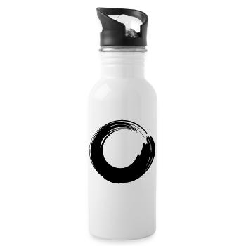 Pinselstrich-Kreis - Trinkflasche mit integriertem Trinkhalm - Weiß - Rechts