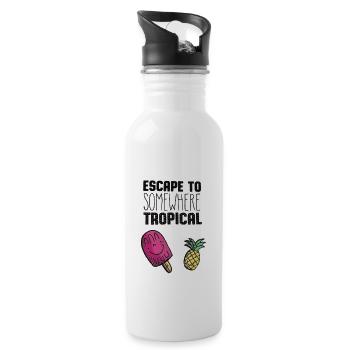 Flucht nach Tropical - Trinkflasche mit integriertem Trinkhalm - Weiß - Rechts