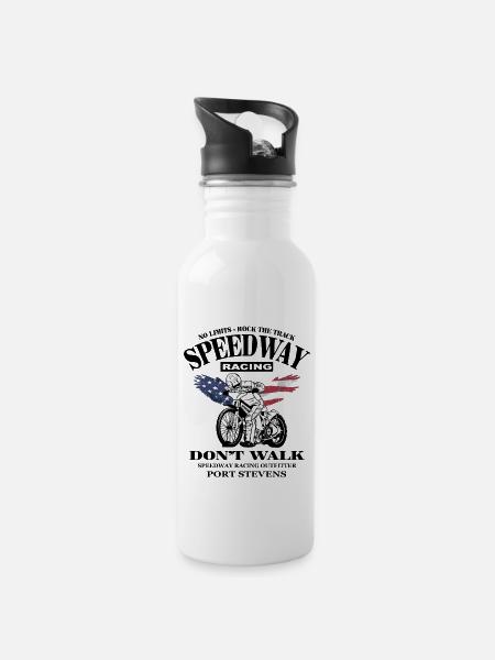 Speedway - Trinkflasche mit integriertem Trinkhalm - Weiß